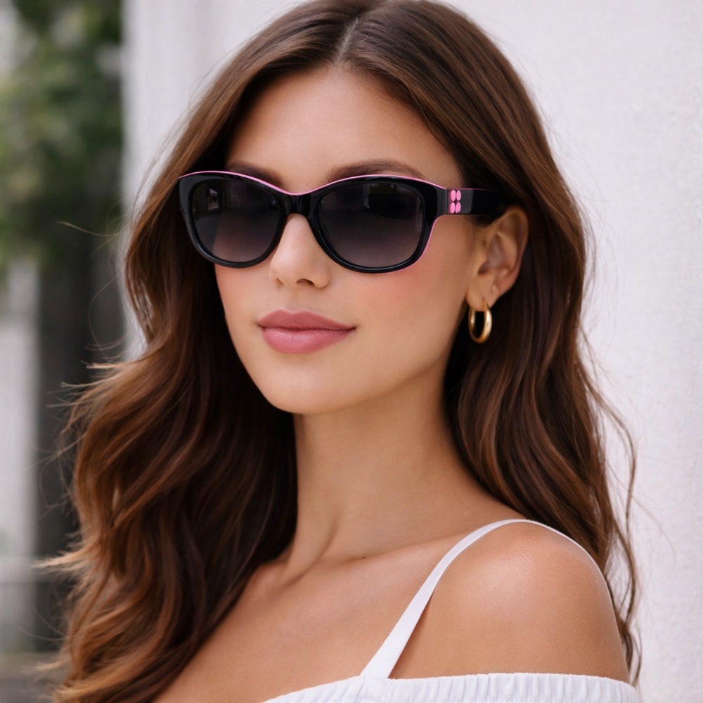 Kate Spade Goldie Polarized Sunglasses Black Pink Trim 807WJ 56mm NWT